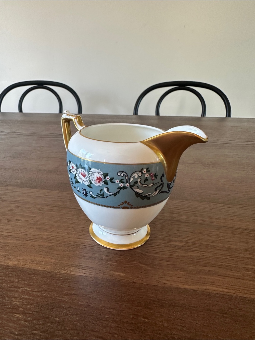 Blue Floral Gold-Trim Porcelain Creamer - Picture 7 of 9